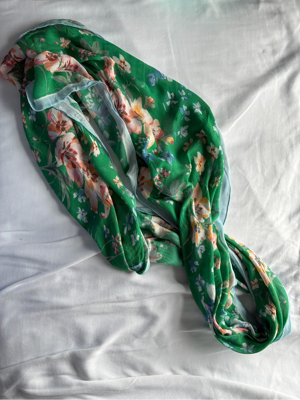 Green Floral Lightweight Women's Infinity Scarf - Unbranded